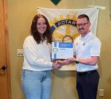 Washington Rotarian Brock Funke presented Washington County High School’s Talena McClellan with the Rotary Student of the Month Award.
