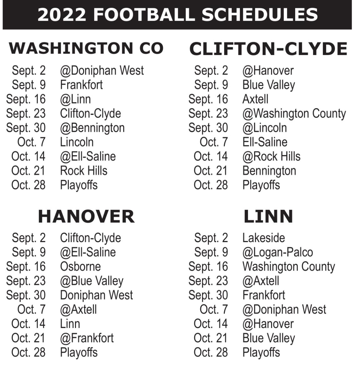 Football schedules released for 2022, 2023 seasons Backroads News